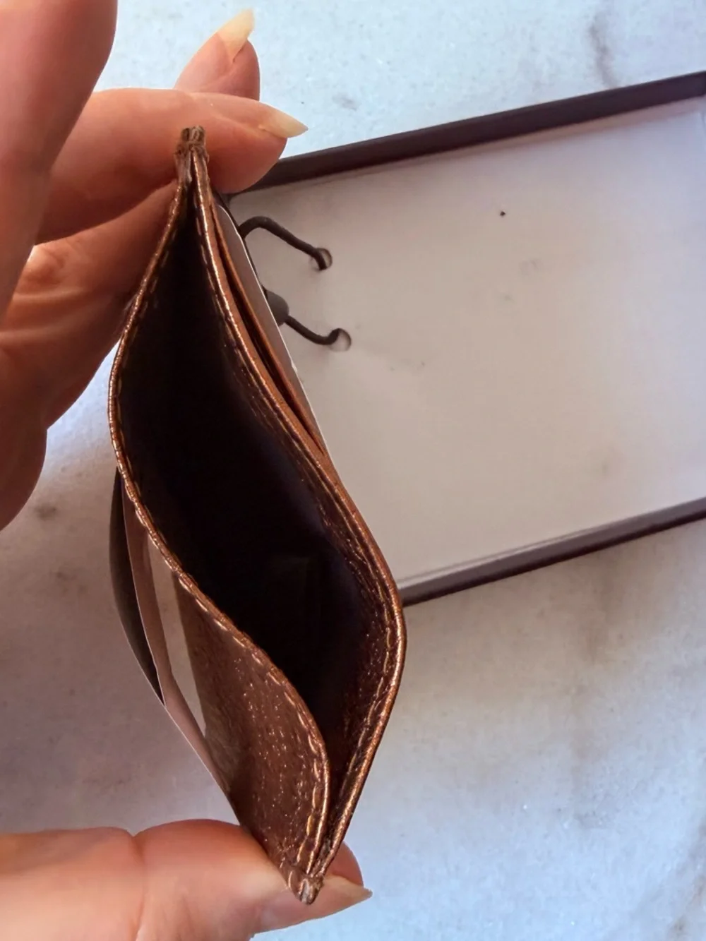Genuine Leather Card Holder - gold Brown